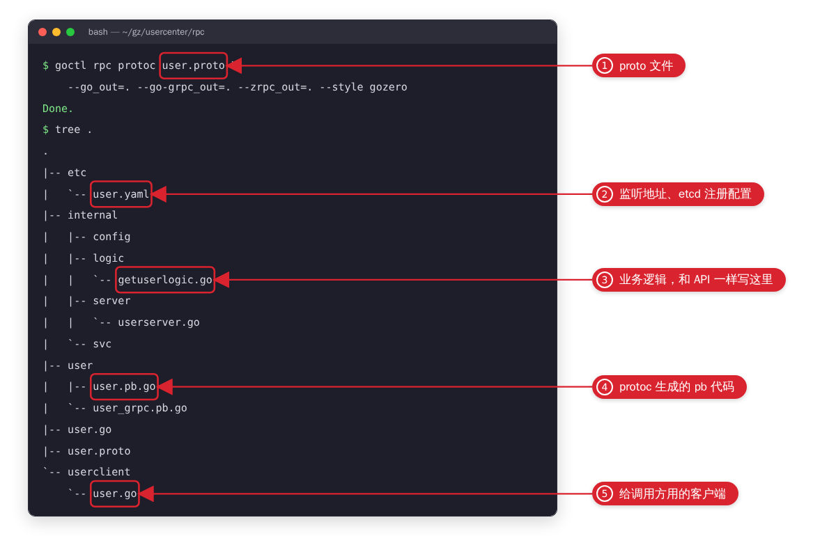 goctl rpc protoc 生成的 RPC 服务目录