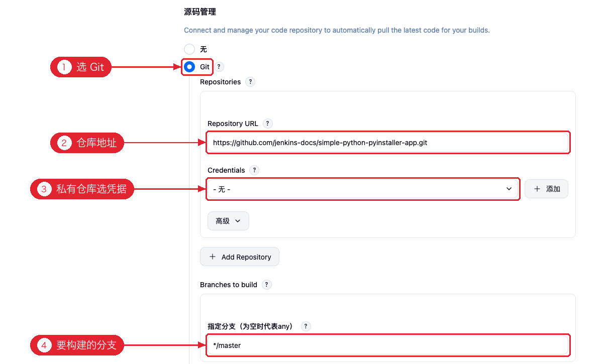 源码管理：配置 Git 仓库